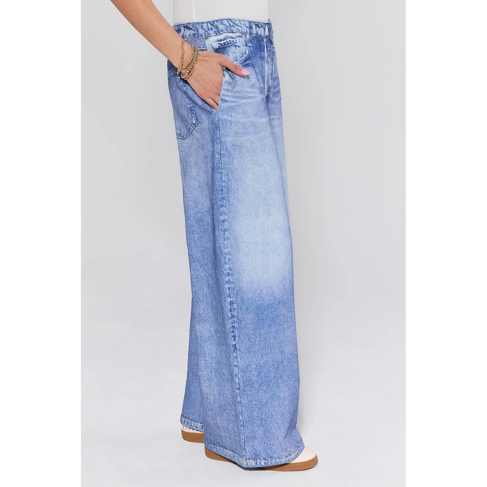Avara Maeve Cotton Wide Leg Pull On Pants Women Medium Denim Blue New With Tags - Picture 3 of 10